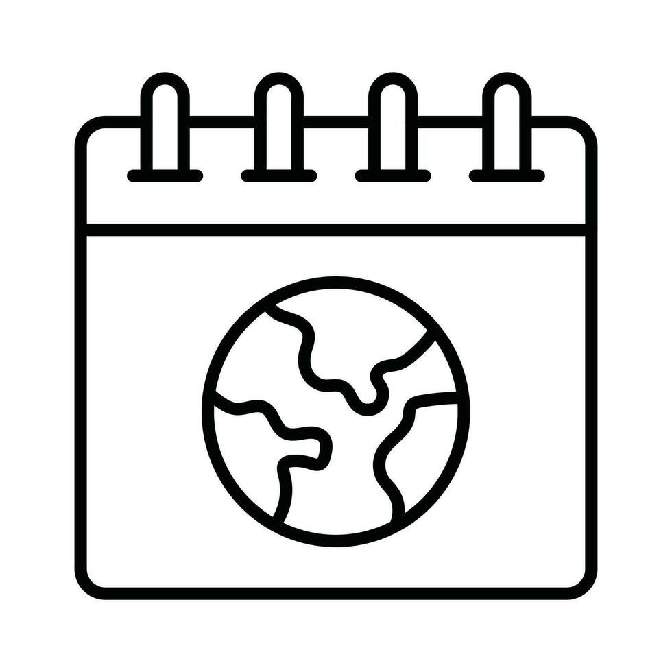 mondo globo con calendario mostrando icona di terra giorno nel di moda stile vettore