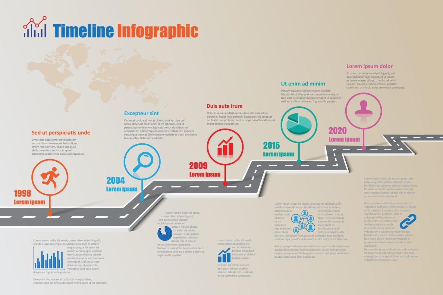 modello di infografica timeline tabella di marcia aziendale con puntatore vettore