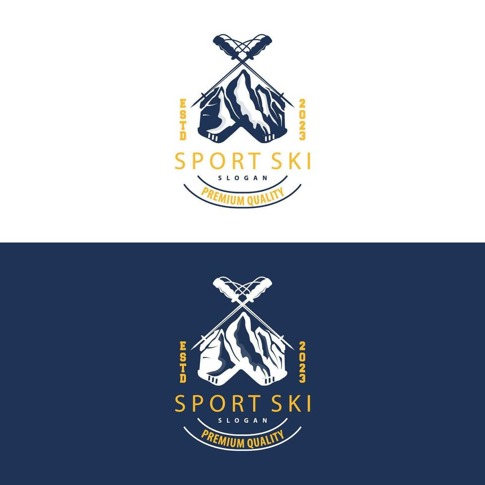 sciare sport logo, inverno neve gli sport design retrò Vintage ▾ vettore illustrazione