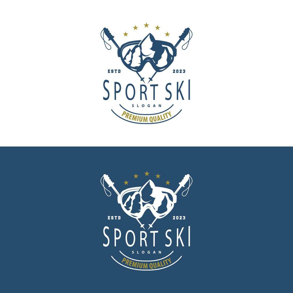 sciare sport logo, inverno neve gli sport design retrò Vintage ▾ vettore illustrazione