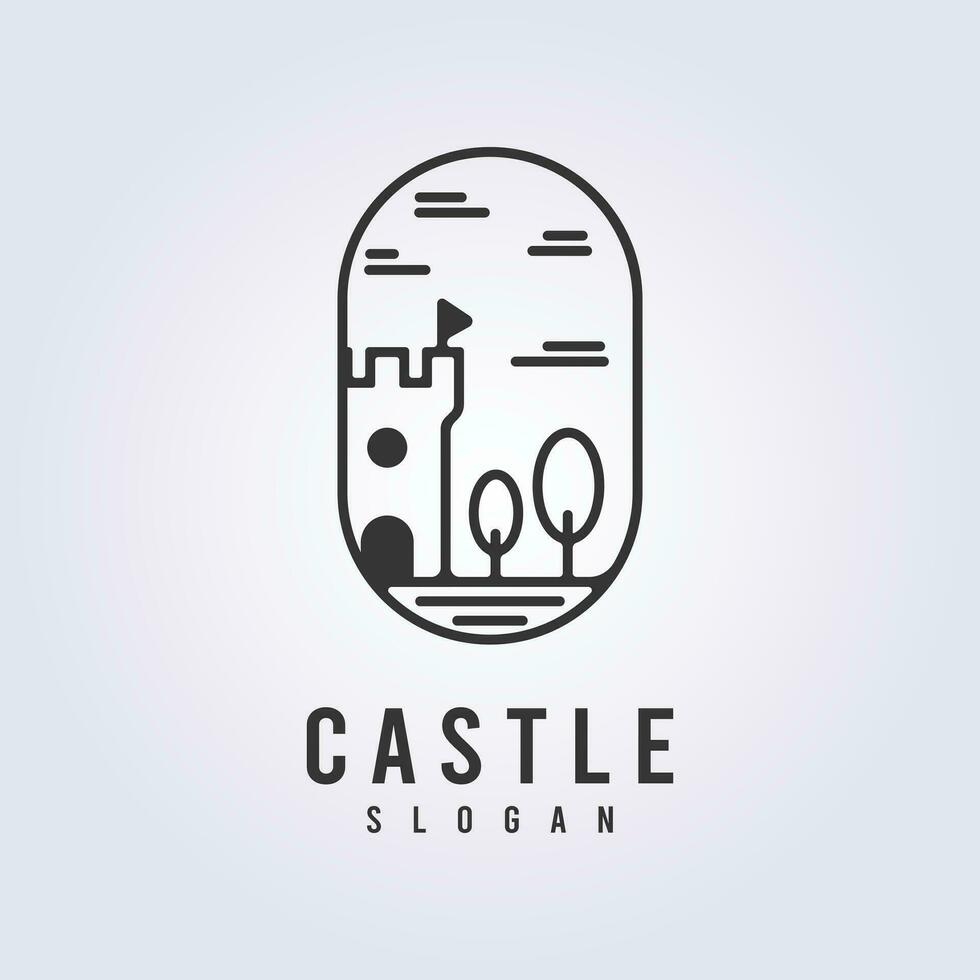 semplice linea arte castello logo vettore illustrazione design