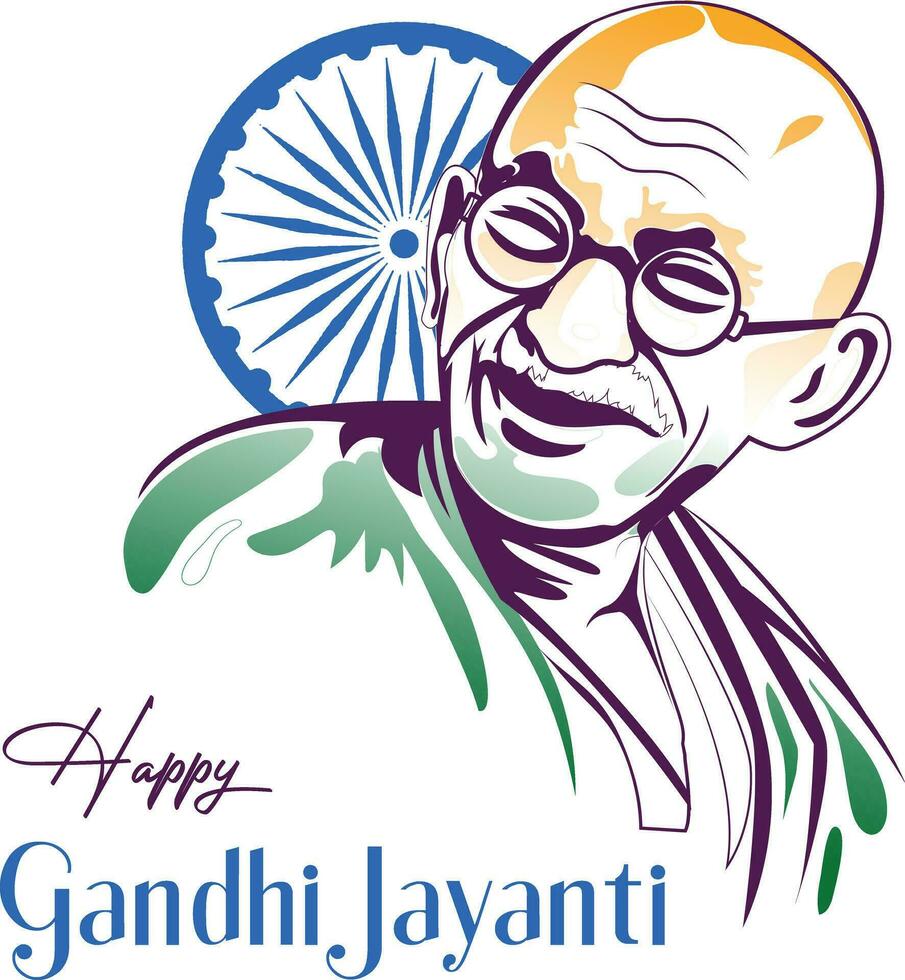 mahatma gandhi jayanti vettore 2 ottobre, mahatma gandhi, India la libertà combattente