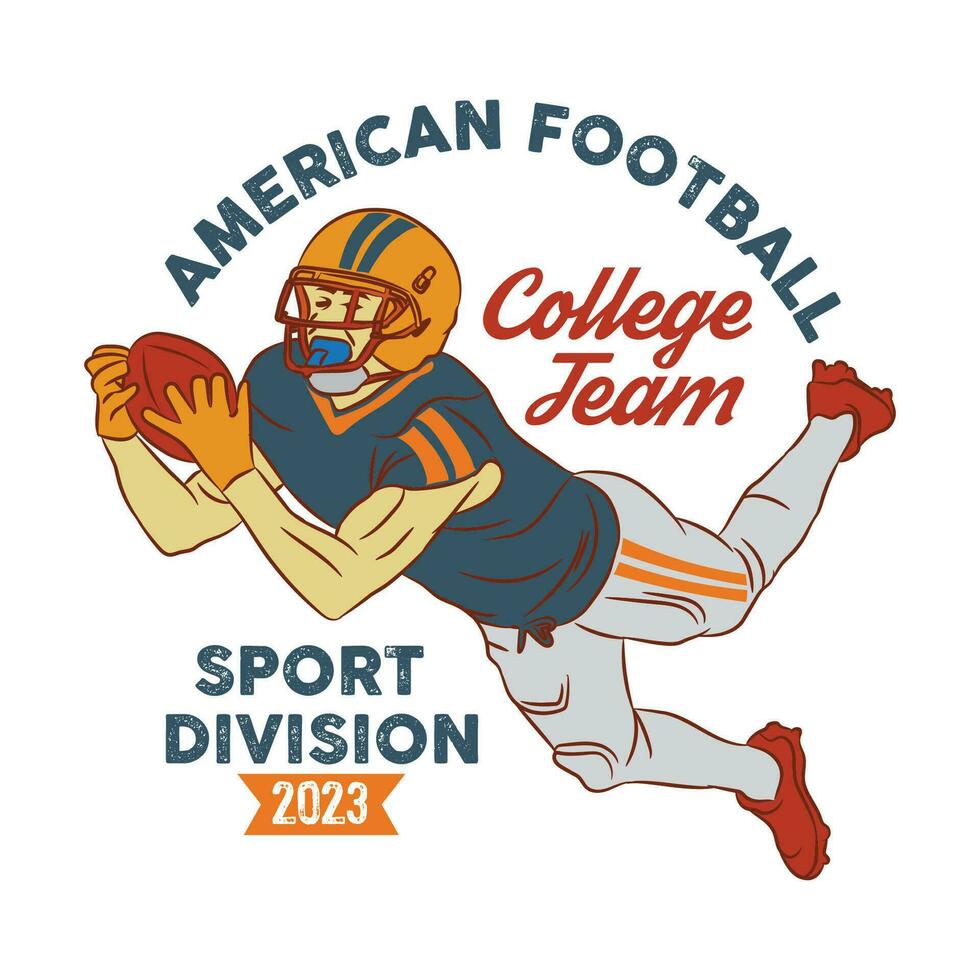 americano calcio sport vettore illustrazione nel retrò stile disegno, Perfetto per t camicia design e club logo