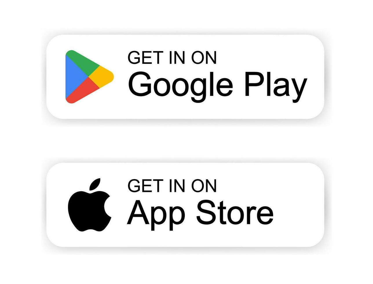 Google giocare e App memorizzare pulsanti su un' bianca sfondo con ombra, impostato vettore