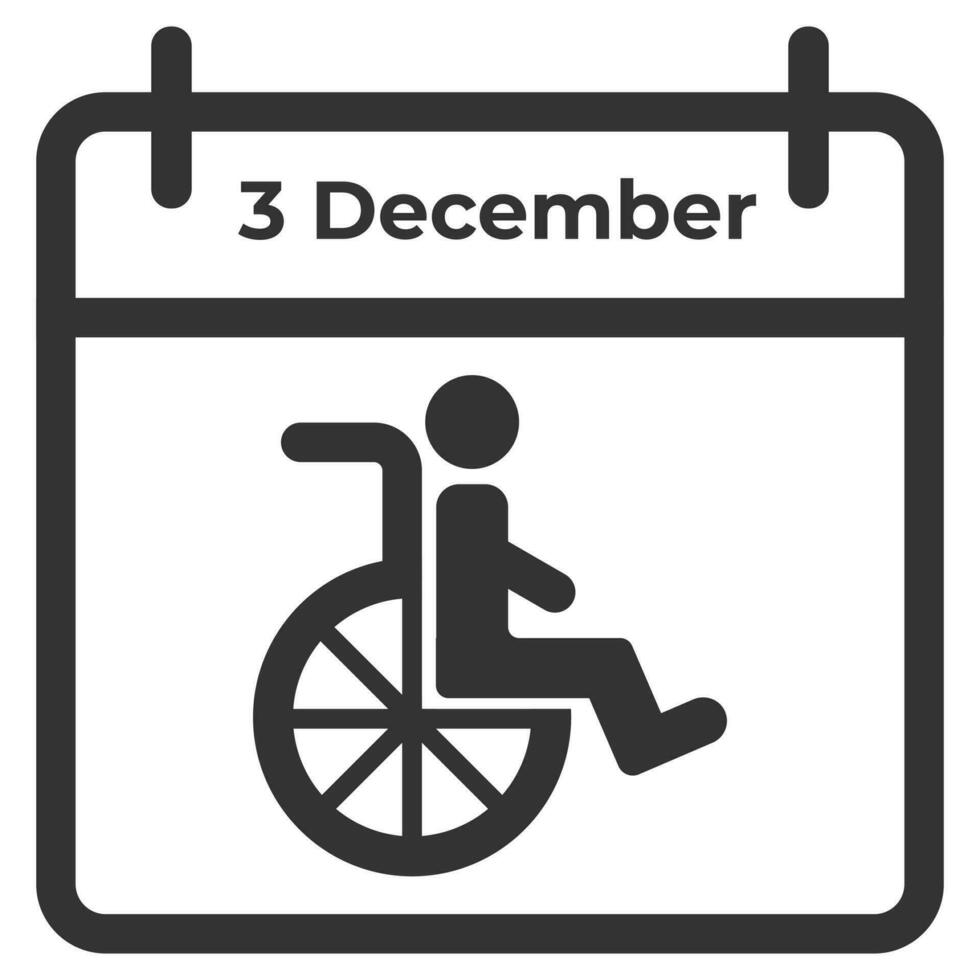 internazionale giorno di persone con disabilità. dicembre 3. vettore illustrazione. calendario giorno concetto