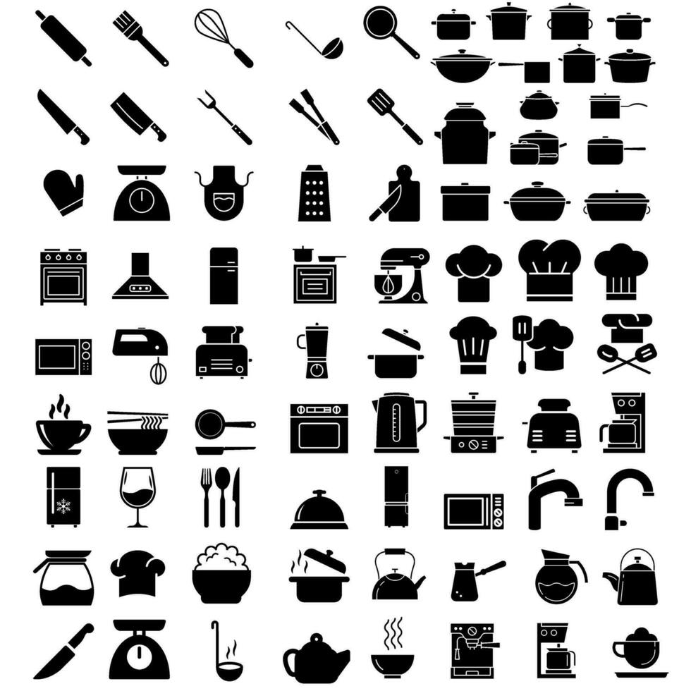 cucina icona vettore impostare. cucinando illustrazione cartello collezione. cucinare simbolo o logo.