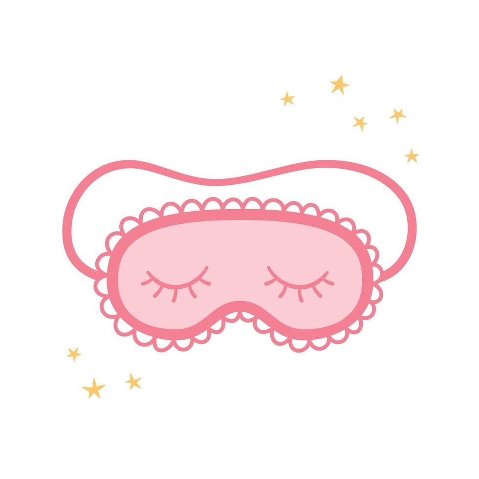 maschera per dormire rosa per occhi tra le stelle. accessorio notturno per dormire vettore