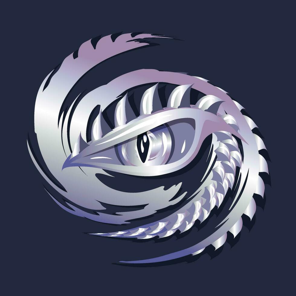 argento Drago occhio con un' stretto allievo e argento bilancia nel manga e anime stile. vettore