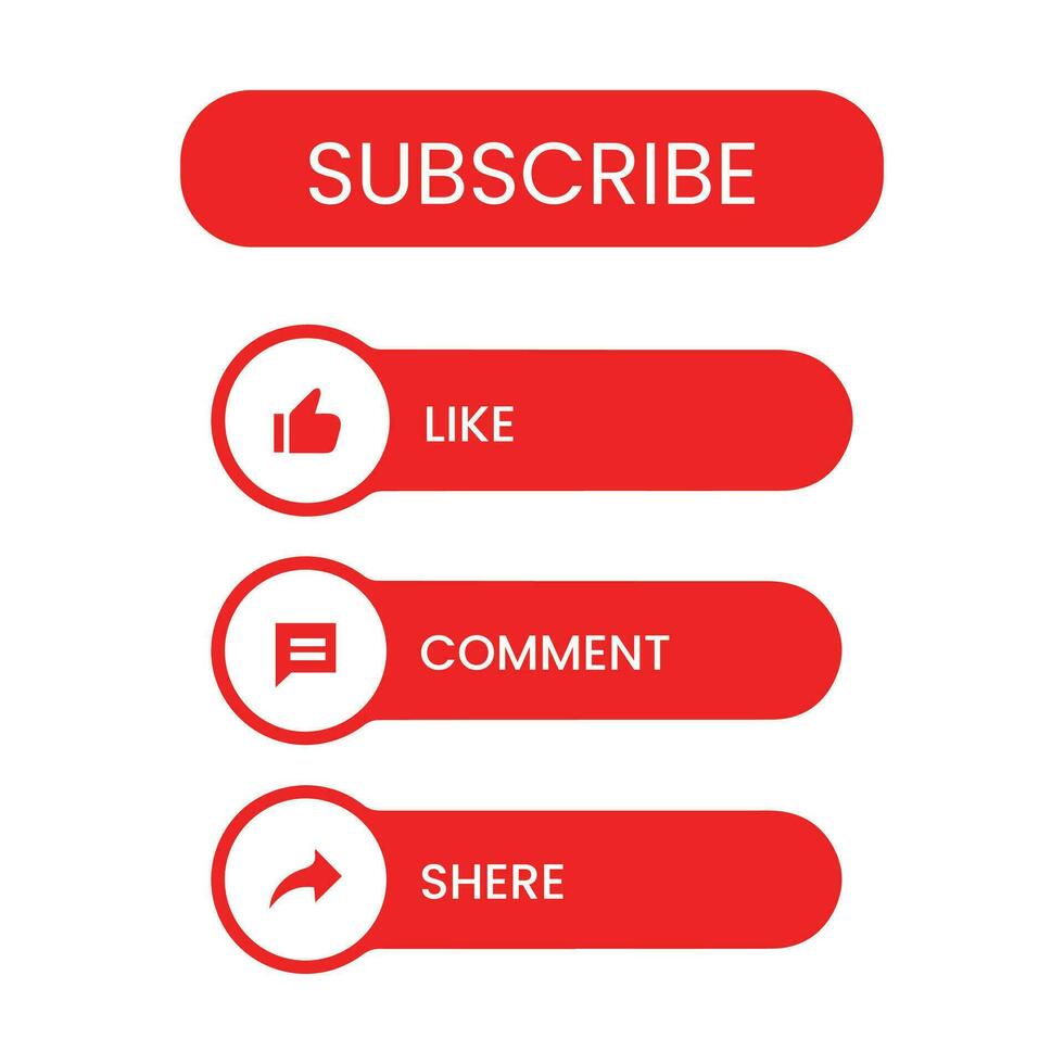 icona impostato per canale e sociale media. piace, commento, Condividere e sottoscrivi pulsante vettore