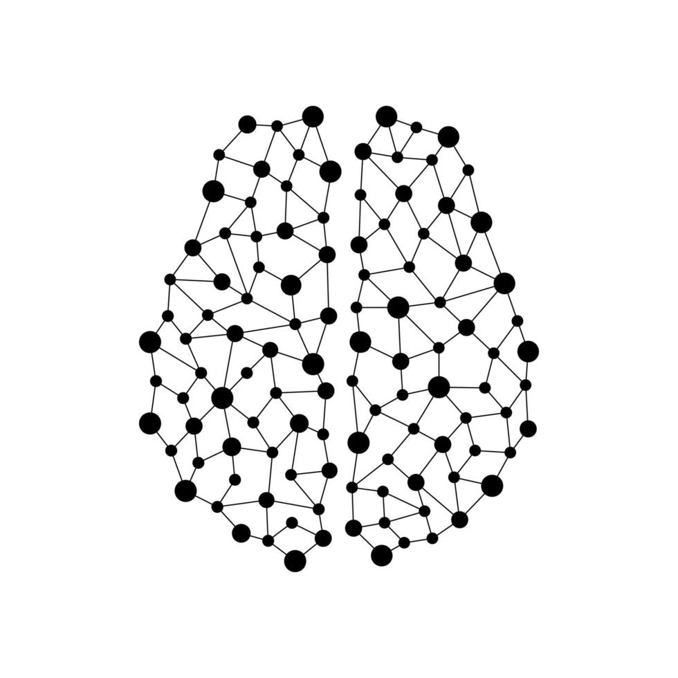 cervello umano da nodi e connessioni vettore