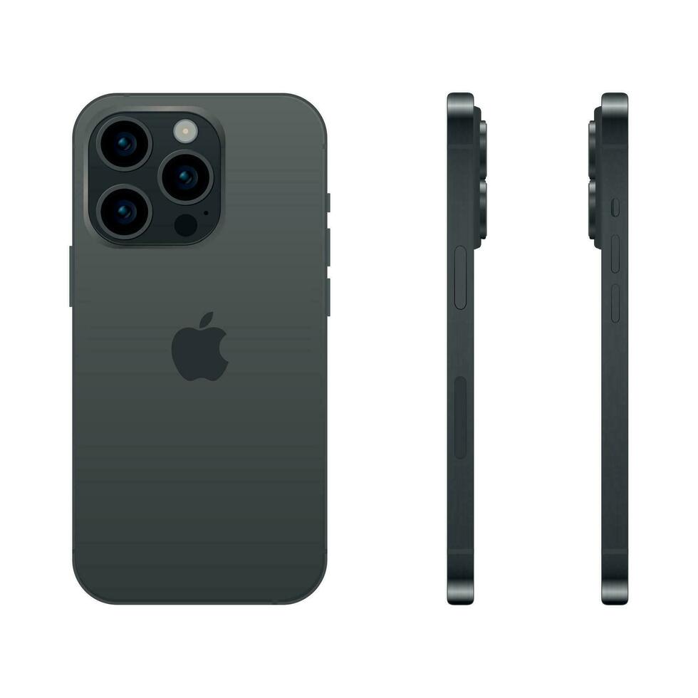 nuovo nero titanio modello di il Mela i phone 15 professionista smartphone, modello modello su un' bianca sfondo - vettore