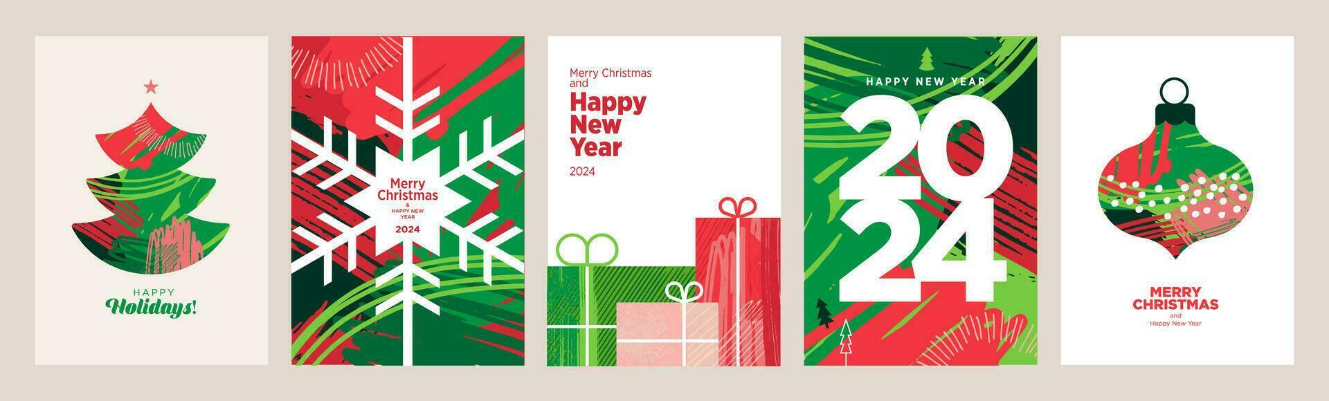 allegro Natale e contento nuovo anno 2024 saluto carte. vettore illustrazione concetti per sfondo, saluto carta, festa invito carta, sito web striscione, sociale media striscione, marketing Materiale.