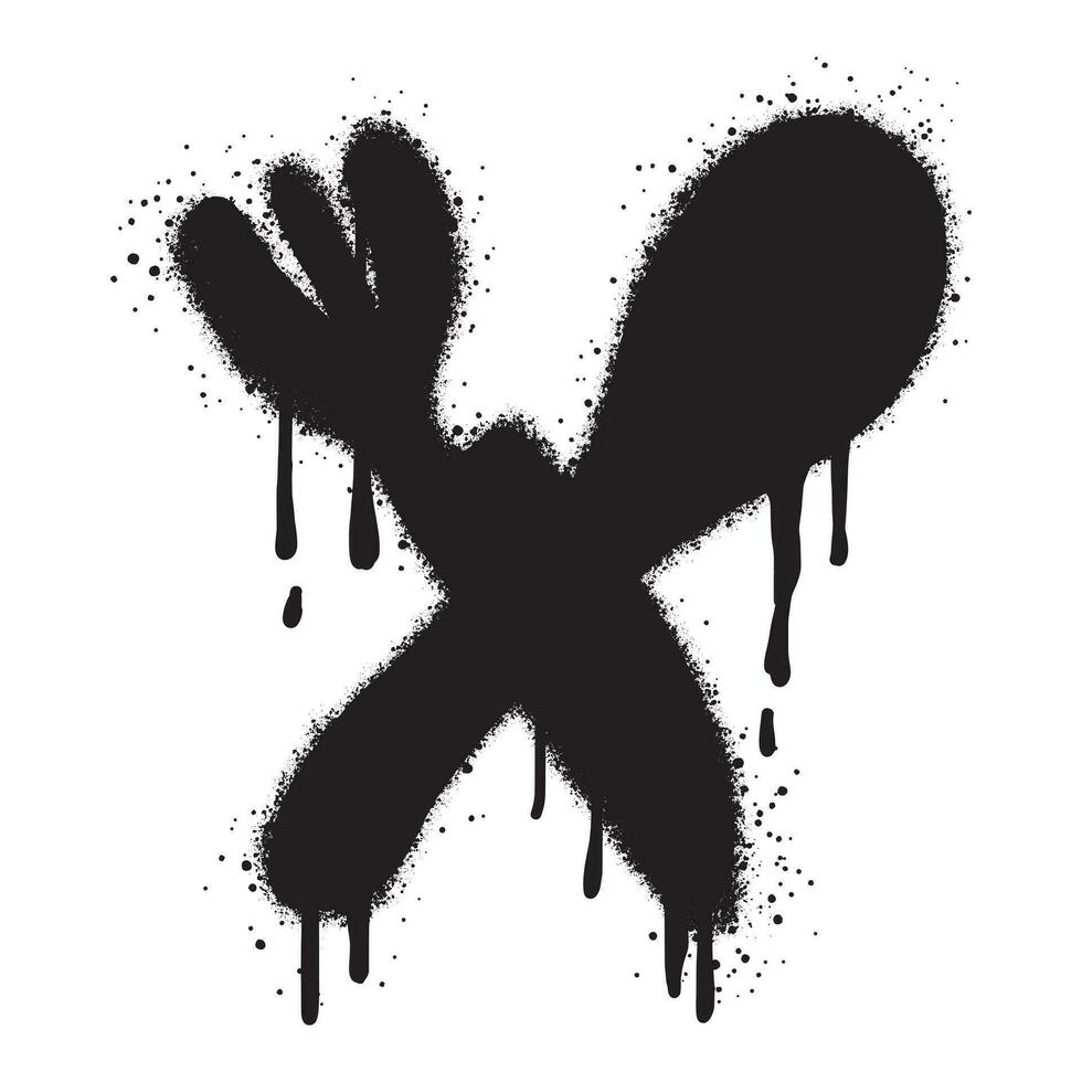 spray dipingere graffiti coltello forchetta e cucchiaio icona isolato su bianca sfondo.logo ristorante spray dipingere icona. vettore