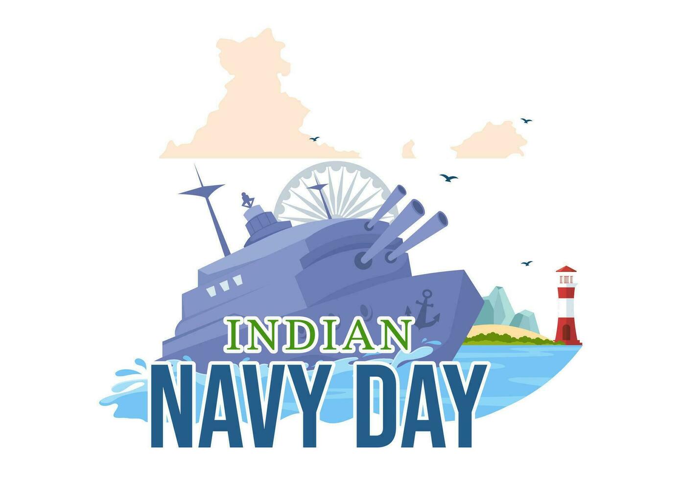indiano Marina Militare giorno vettore illustrazione su dicembre 4 con combattente navi per persone militare esercito salutando apprezzando soldati nel sfondo design