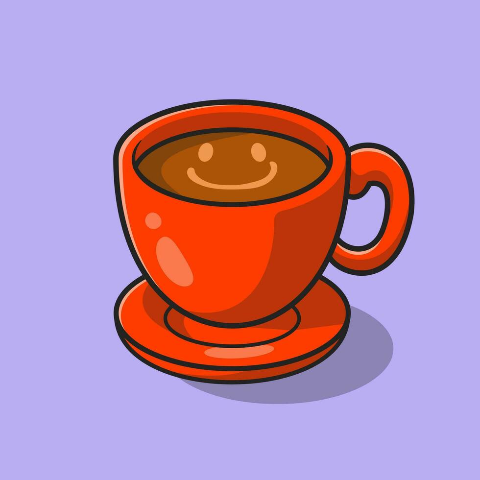 caffè tempo cartone animato vettore icona illustrazione. cibo e bevanda icona concetto isolato premio vettore. piatto cartone animato stile