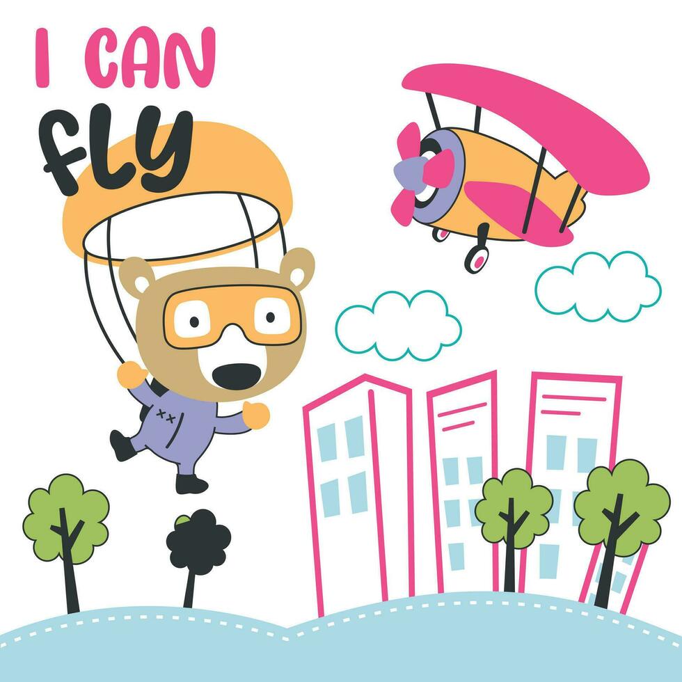 vettore illustrazione di un' carino poco animale volante con un' paracadute. con cartone animato stile. creativo vettore infantile sfondo per tessuto tessile, asilo sfondo, manifesto, carta, vettore illustrazione