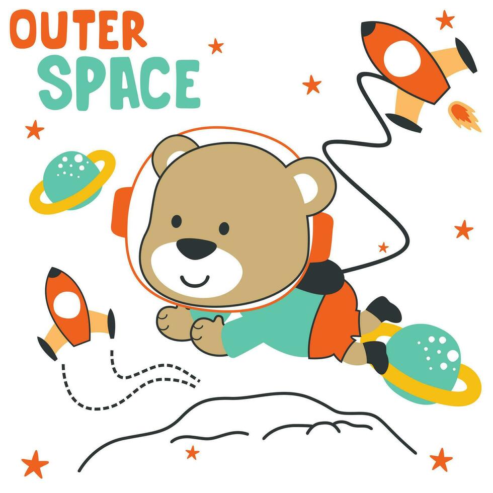 vettore illustrazione di carino cartone animato astronauti poco animale nel spazio, infantile design per bambini attività colorazione libro o pagina.