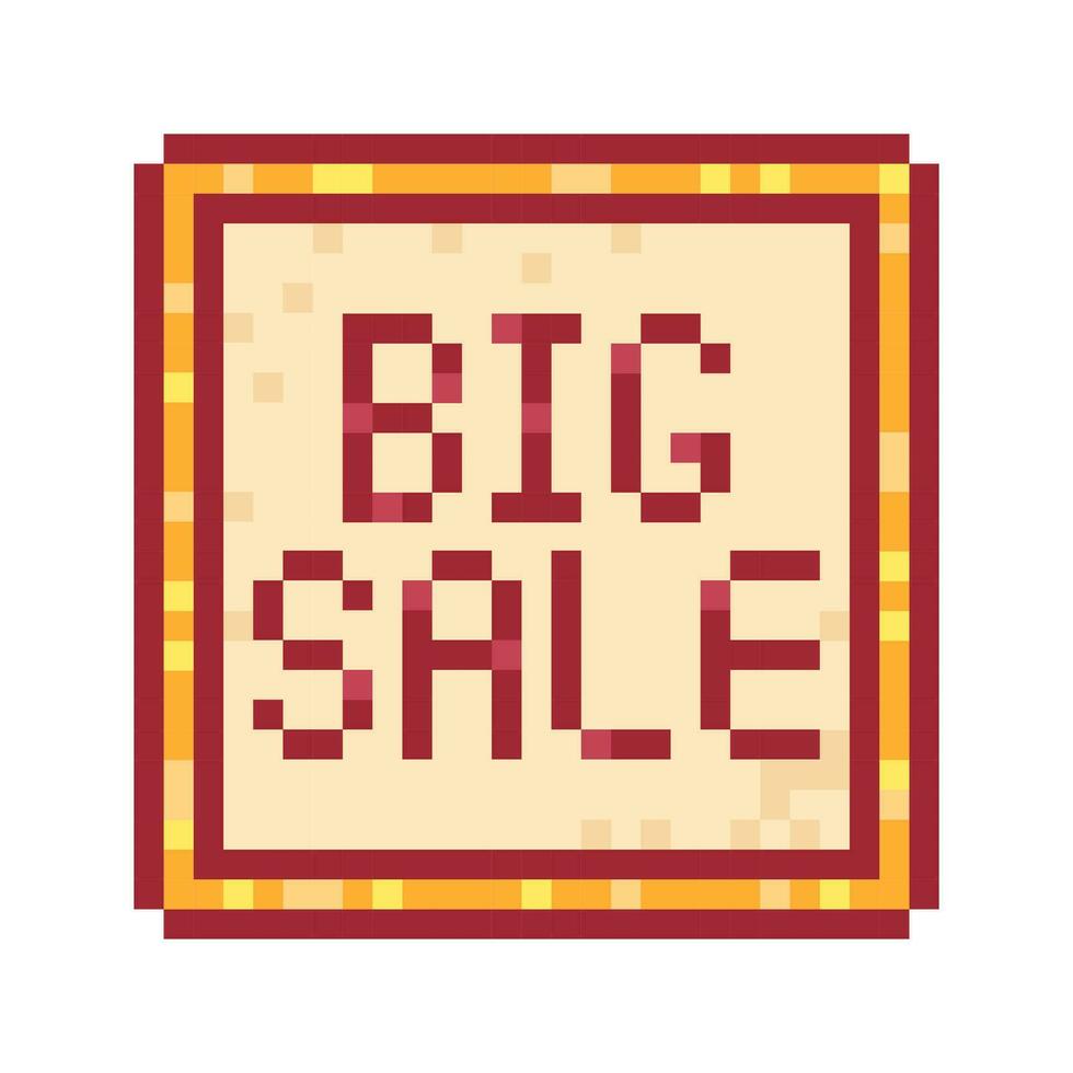 grande vendita cartello. pixel arte stile icona 8 bit isolato vettore