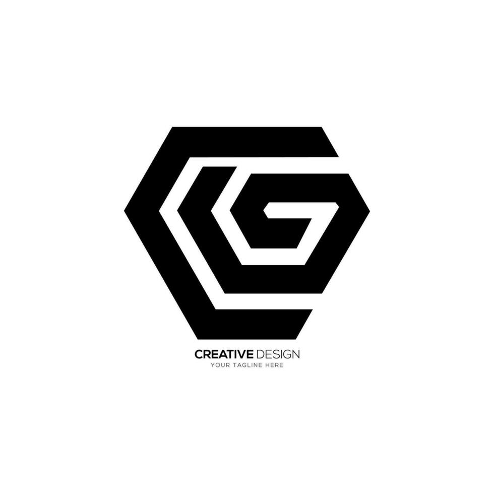 lettera cg o gc creativo moderno forma tipografia monogramma logo design vettore