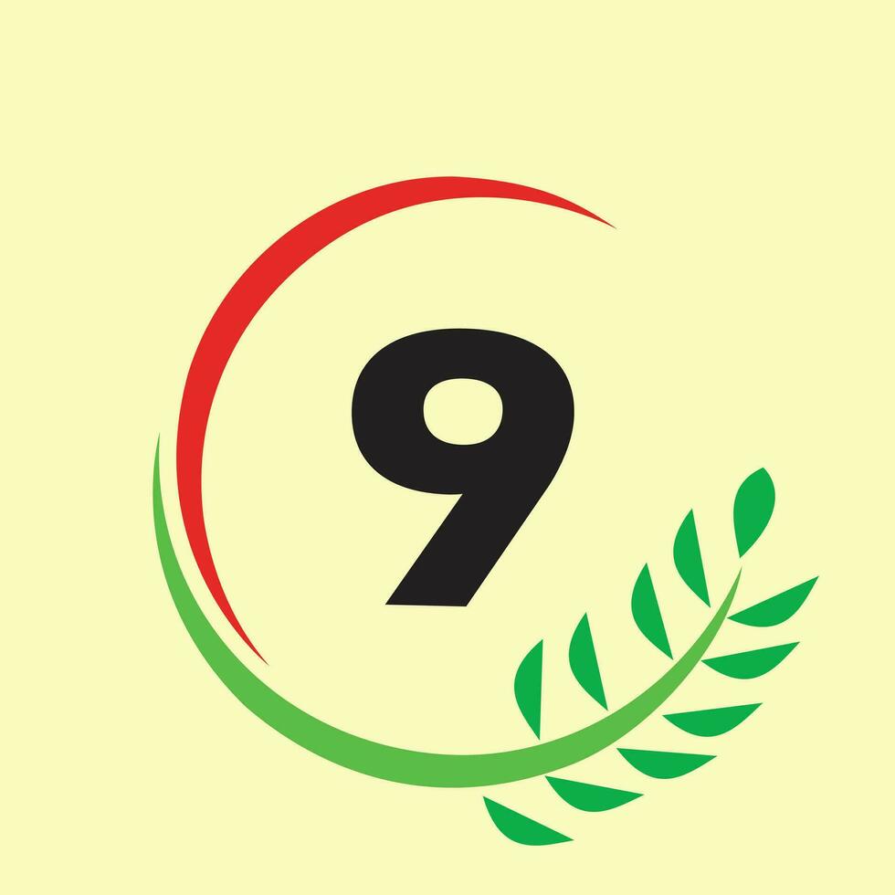 cerchio foglia numero logo vettore