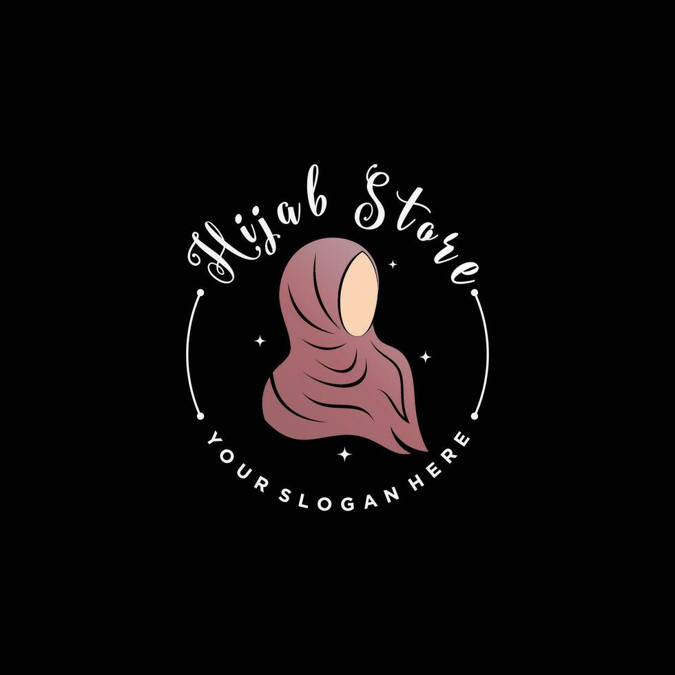 hijab logo design modello per musulmano donna moda con creativo elemento concetto vettore