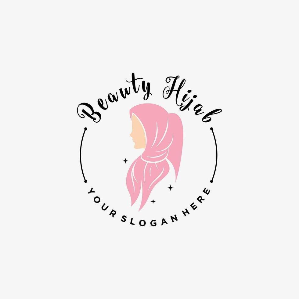 hijab logo design modello per musulmano donna moda con creativo elemento concetto vettore