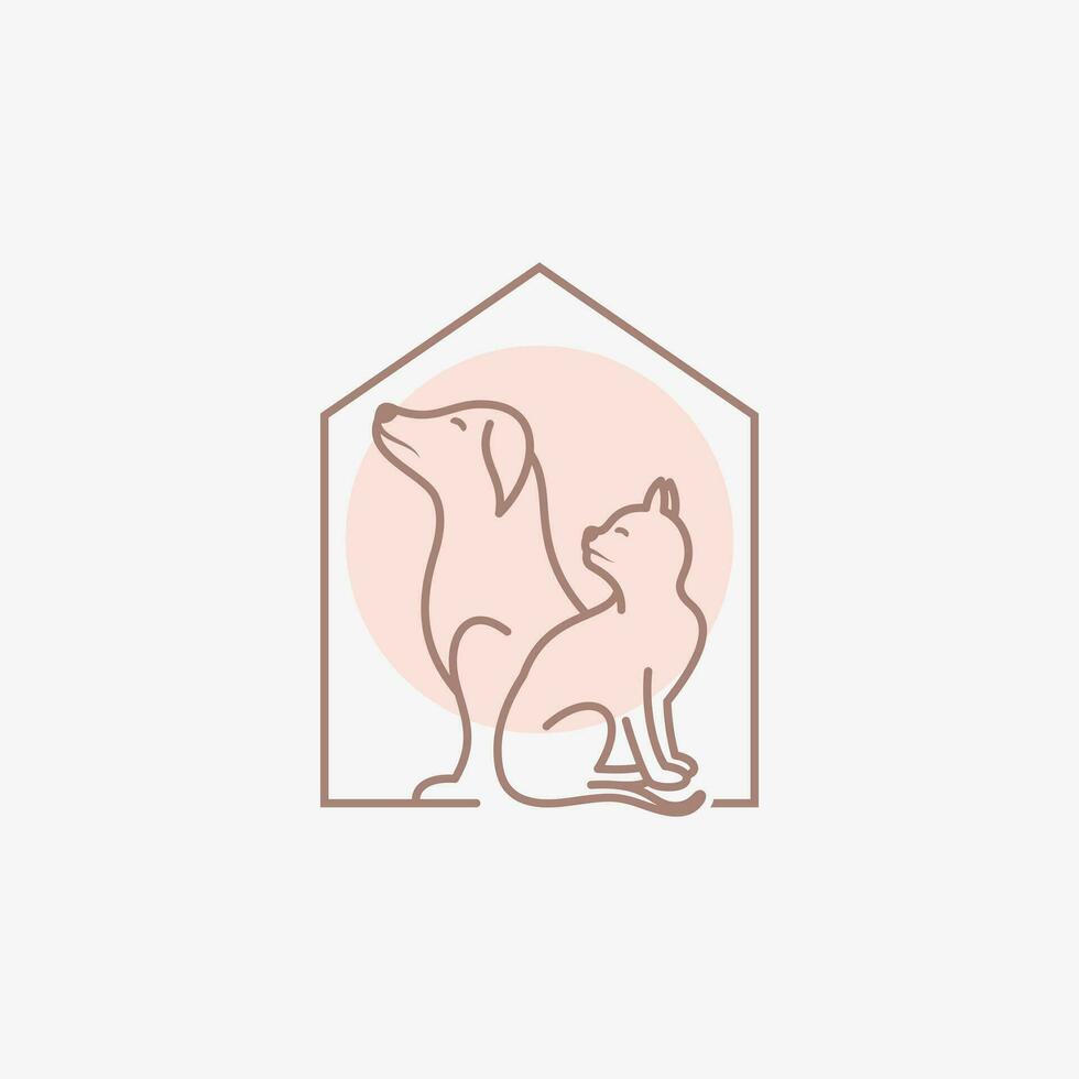 animale domestico Casa logo design con cane gatto icona logo e creativo elemento concetto vettore