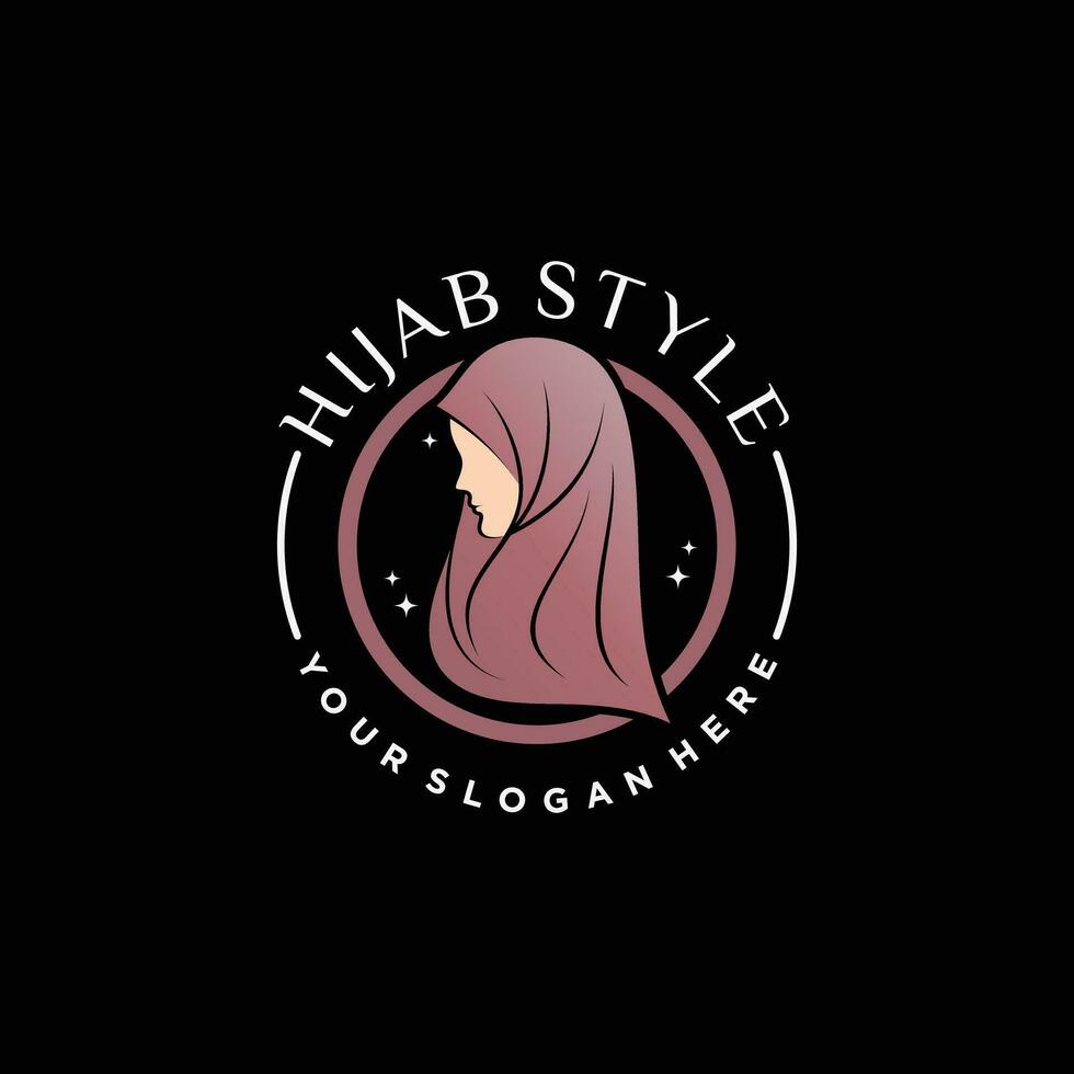 hijab logo design modello per musulmano donna moda con creativo elemento concetto vettore