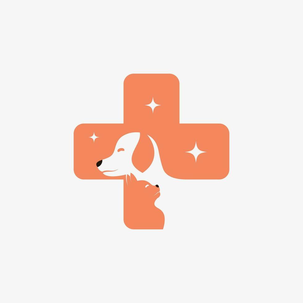 animale domestico clinica logo design con cane gatto icona logo e creativo elemento concetto vettore