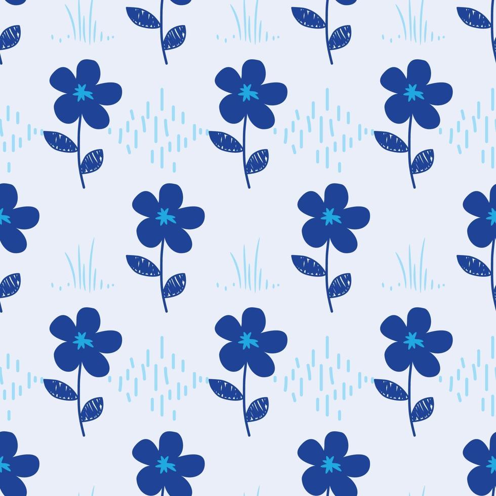 motivo floreale blu per tessuto vettore