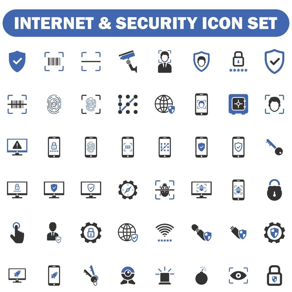 set di icone di internet e sicurezza vettore