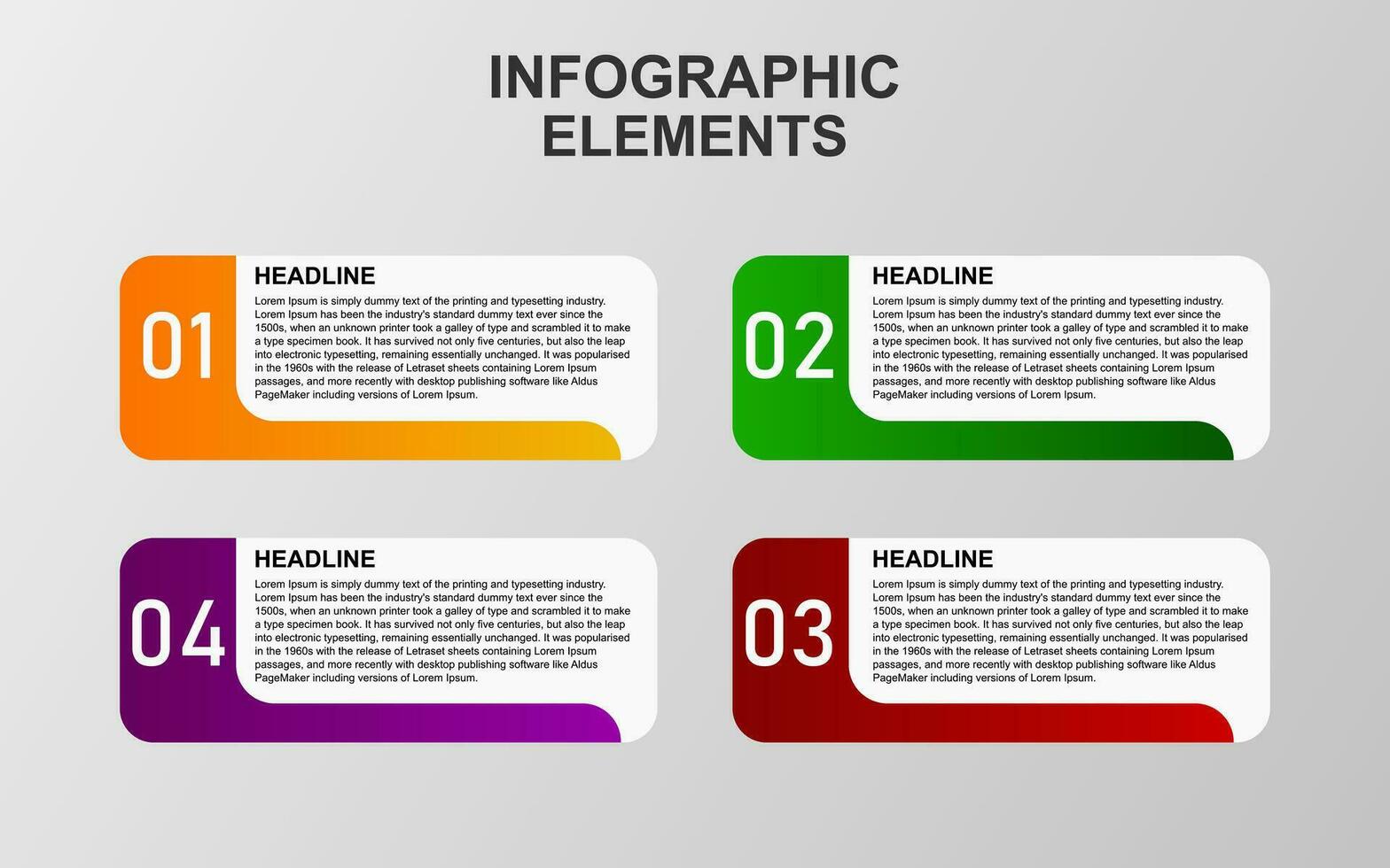 Infografica elemento design con 4 colorato passaggi per presentazione e attività commerciale. Infografica pianificazione design per presentazioni. vettore