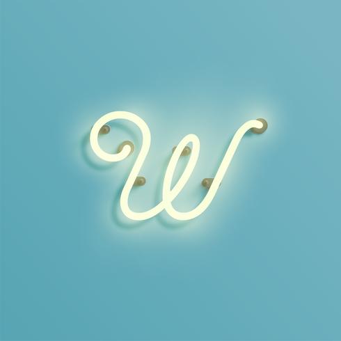 Carattere al neon realistico da un fontset, illustrazione vettoriale