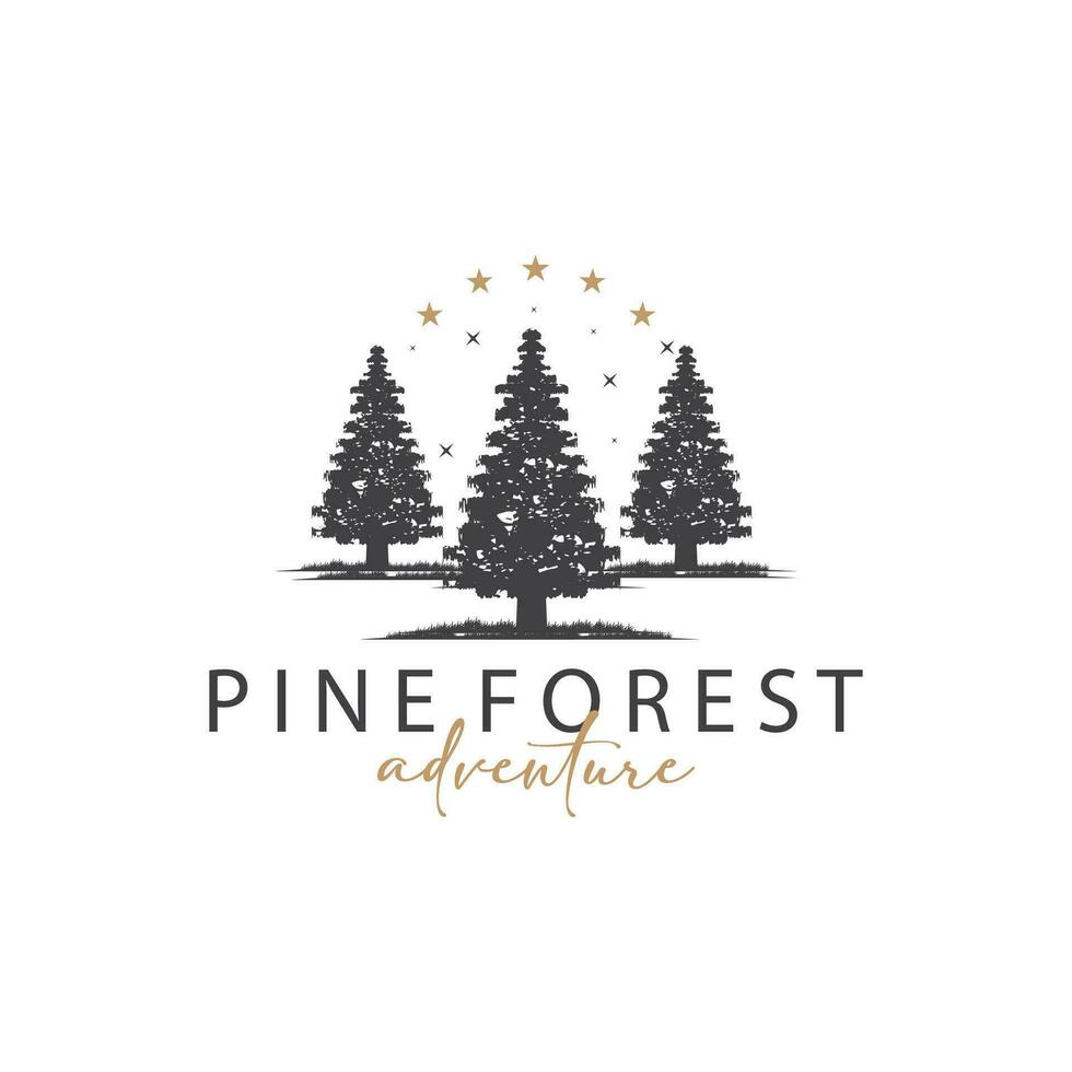 foresta logo, vettore foresta legna con pino alberi, design ispirazione distintivo etichetta illustrazione