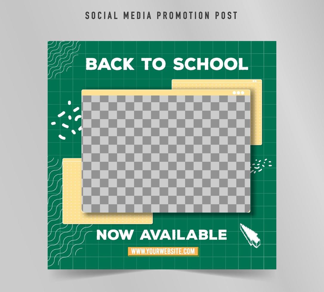 torna a scuola promo social media post modello quadrato vettore