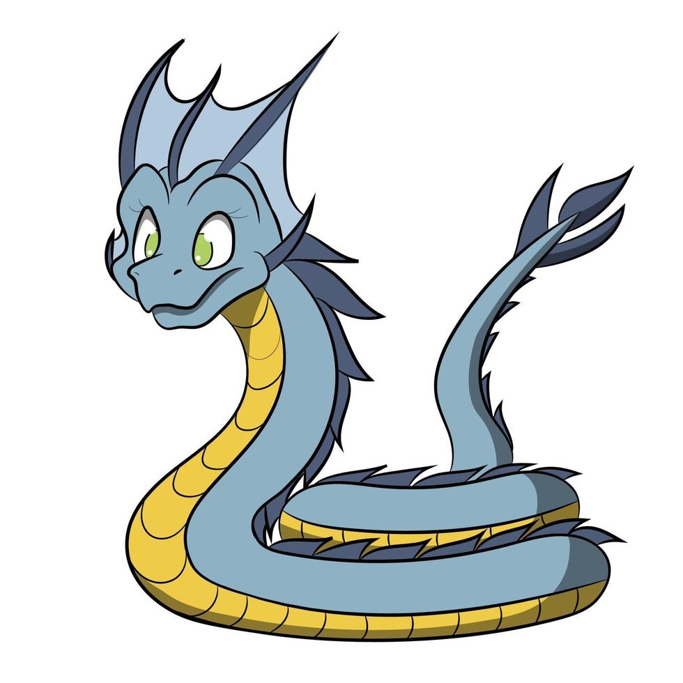 serpente marino simpatico cartone animato drago dragon vettore