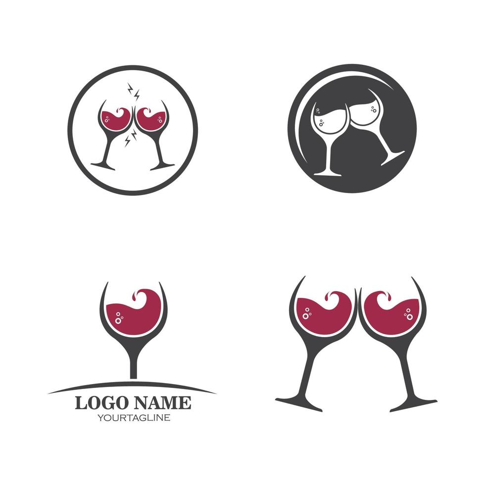 bicchiere di vino logo icona illustrazione vettoriale design icon