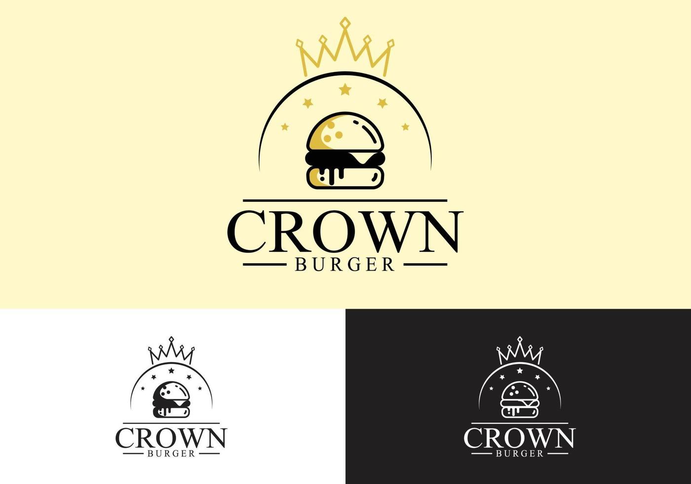 concetto di logo del ristorante corona di hamburger vettore