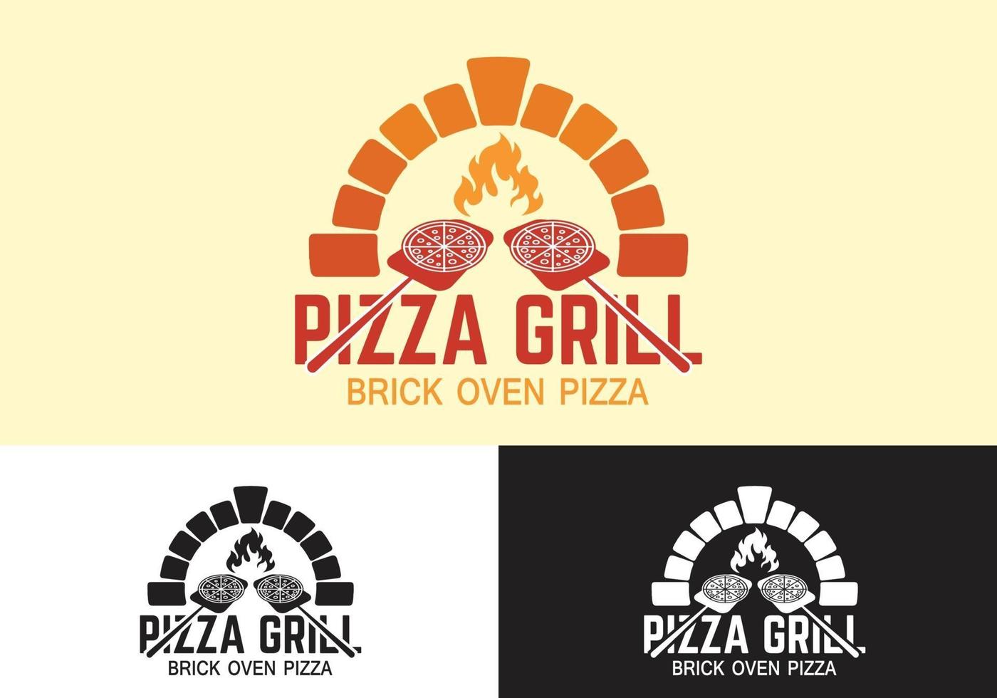 concetto di logo del ristorante del camion dell'alimento della pizza vettore