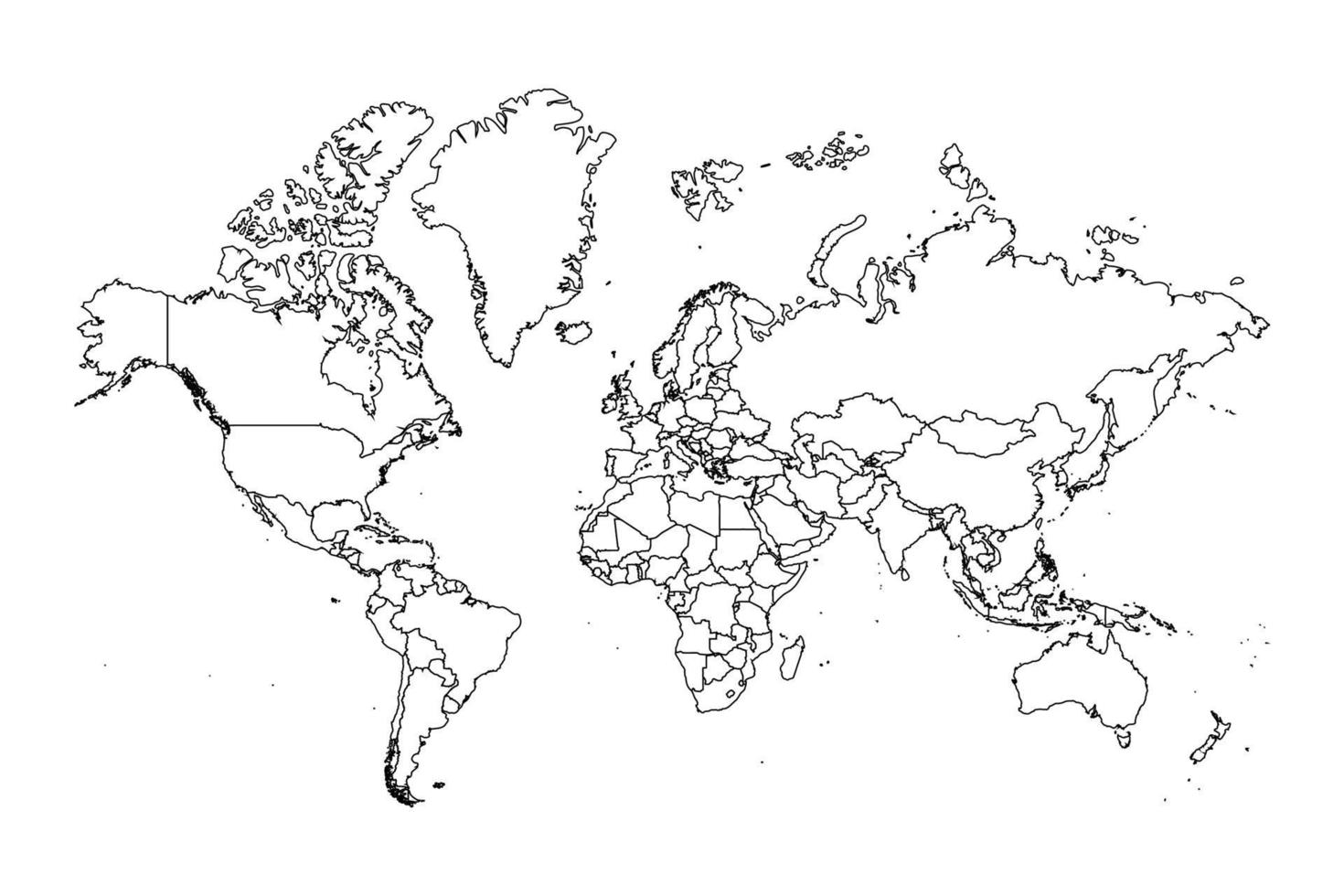 scarabocchiare mappa del mondo mappa dettagliata vettore