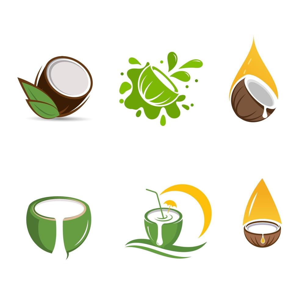 illustrazione del disegno dell'icona di vettore del logo della noce di cocco