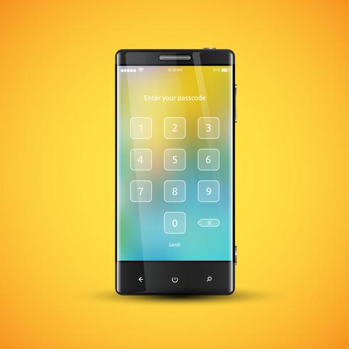 Superficie dell&#39;interfaccia utente semplice e colorata per smartphone - schermata di login, illustrazione vettoriale