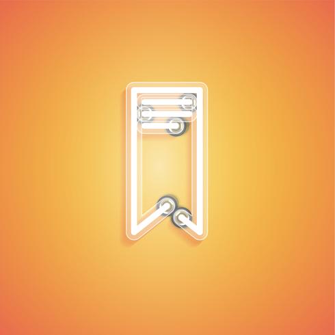 Icona al neon realistico incandescente per web, illustrazione vettoriale