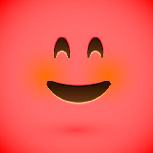 Emoticon realistico rosso faccina sorridente, illustrazione vettoriale