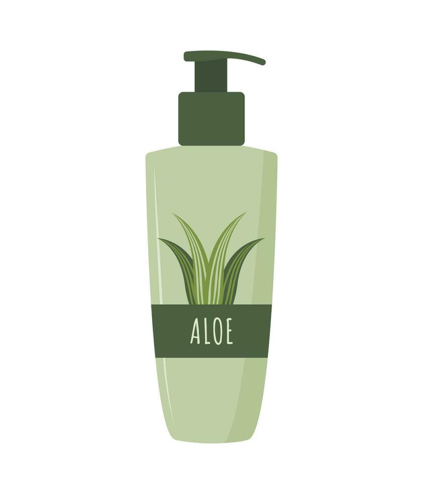 in profondità detergente gel con aloe. pelle cura. mattina routine. viso trucco rimozione. mano disegnato bellezza Prodotto. vettore illustrazione nel piatto cartone animato stile