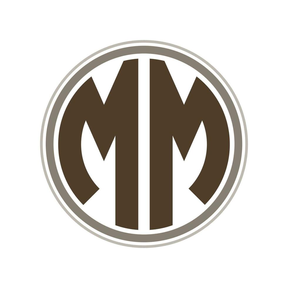 monogramma cerchio logo nastro stile design modello. mm iniziale lettera. vettore