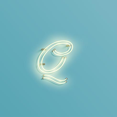 Carattere al neon realistico da un fontset, illustrazione vettoriale