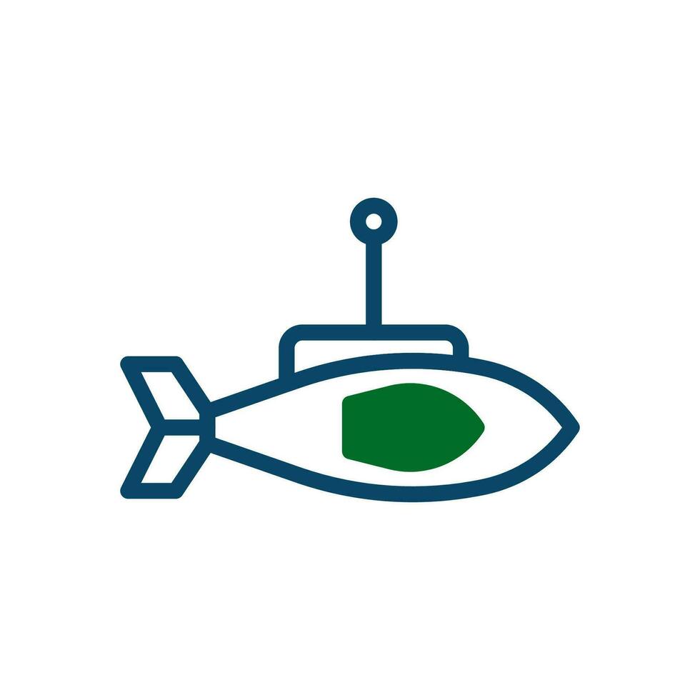 sottomarino icona Marina Militare verde icona Marina Militare verde colore militare simbolo Perfetto. vettore