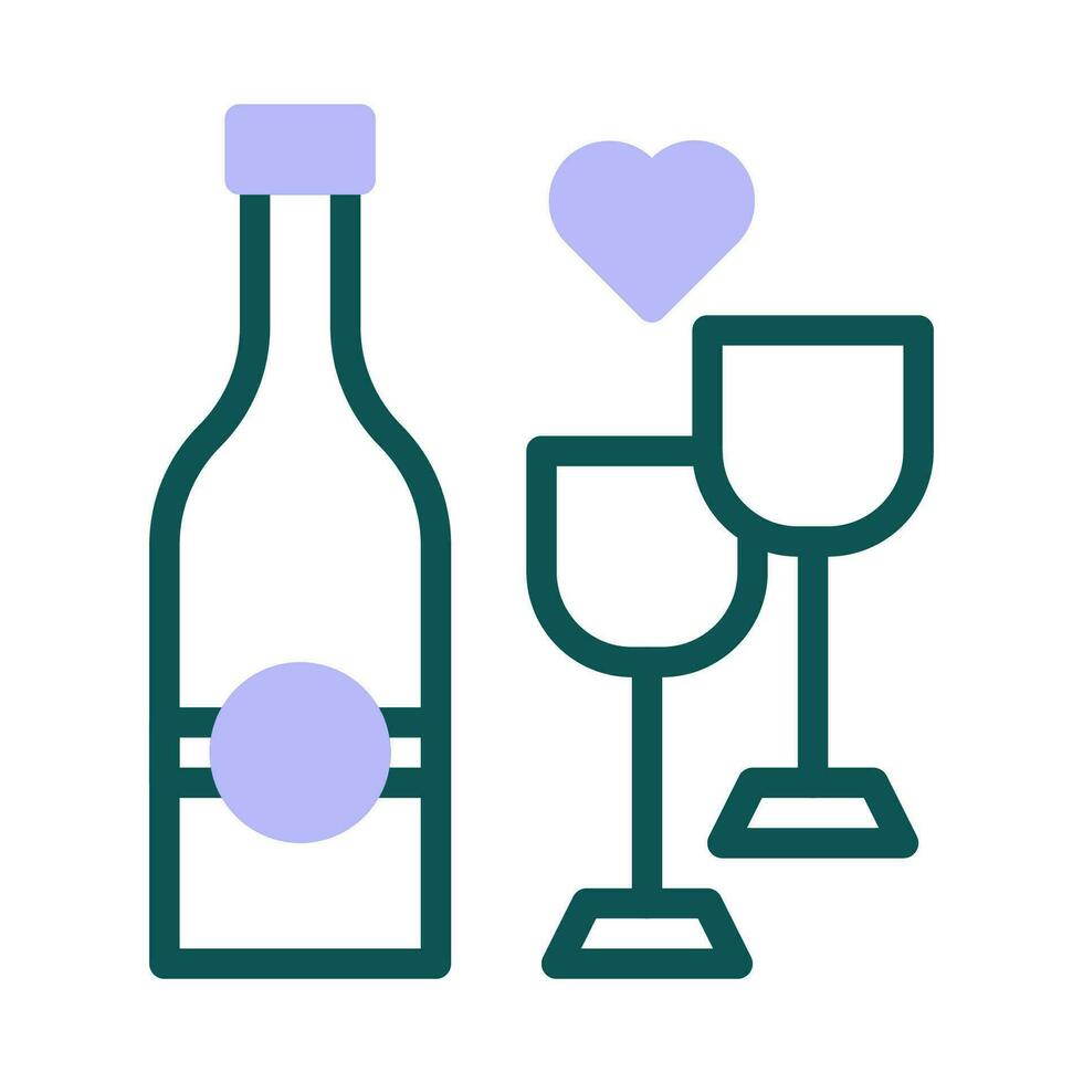 bicchiere vino icona duotone verde viola colore Pasqua simbolo illustrazione. vettore