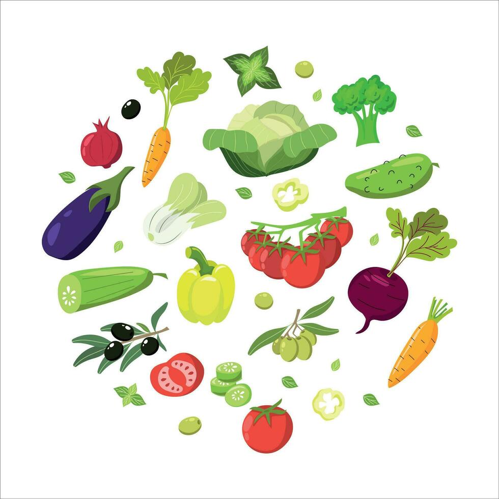 verdure impostato di salutare vegetariano o vegano cibo. mano disegnato vettore illustrazione.